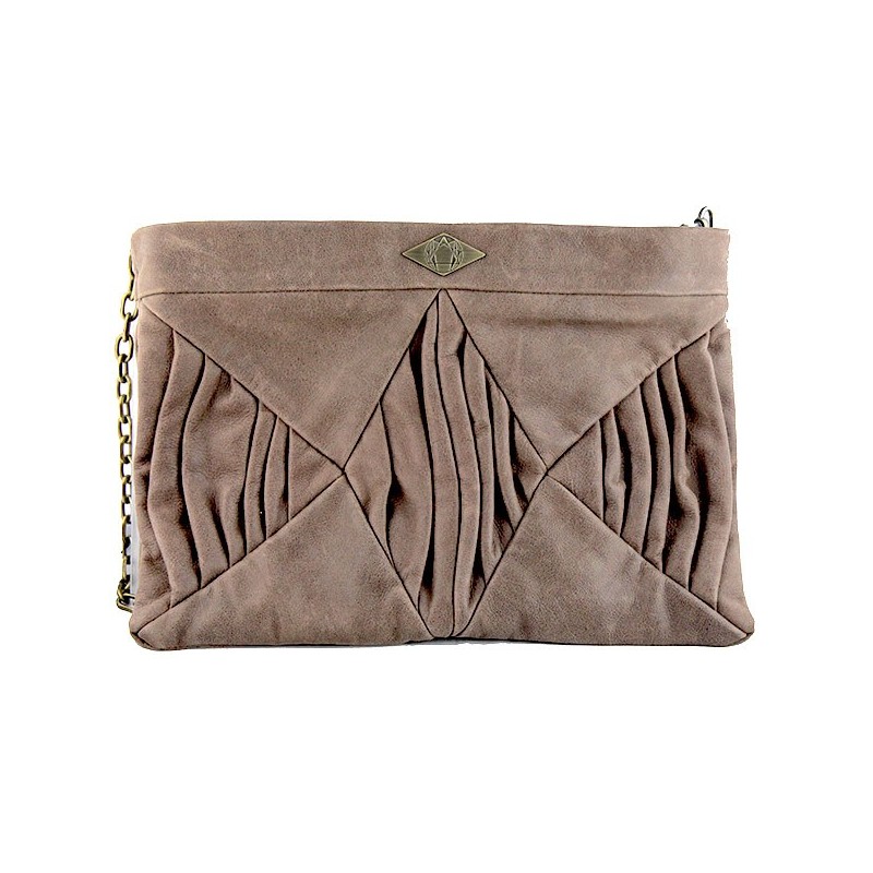 Brown nubuck leather pouch, Mohekann brand