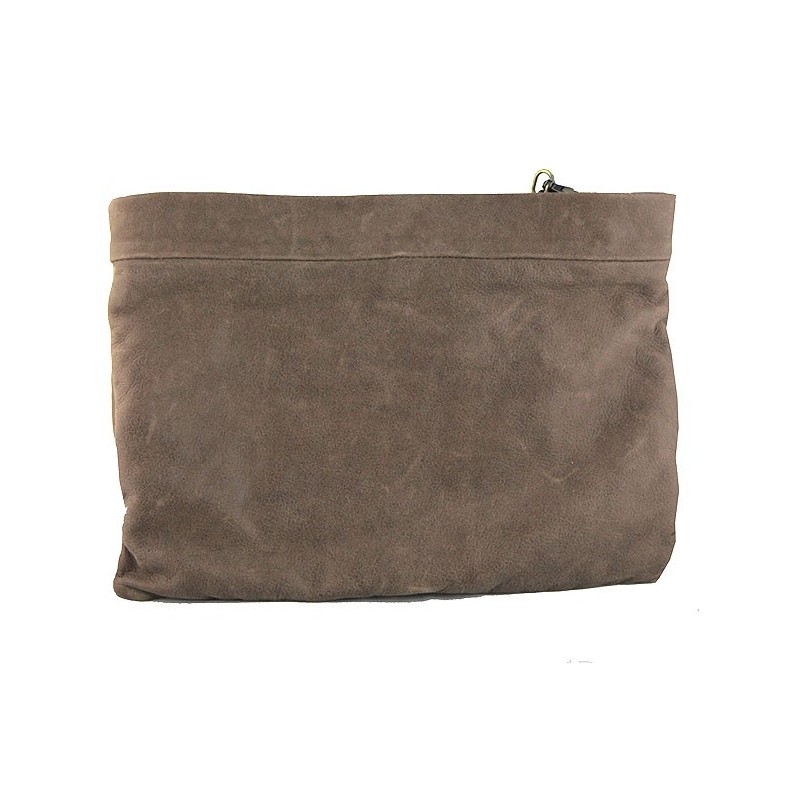 dos Sac Pochette cuir nubuck brun