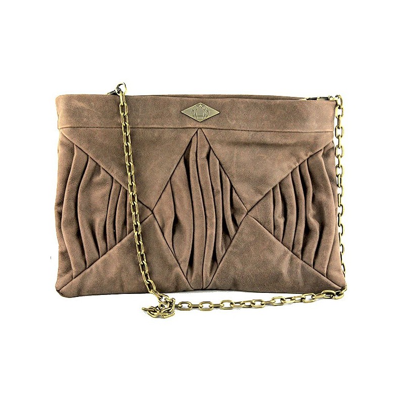 Brown nubuck leather pouch