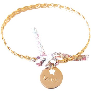 Jonc Tressé Or Liberty et médaille Love made in france