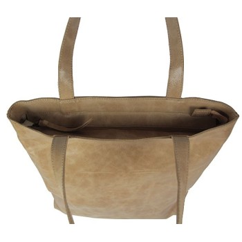 Cabas cuir Beige porté-épaule