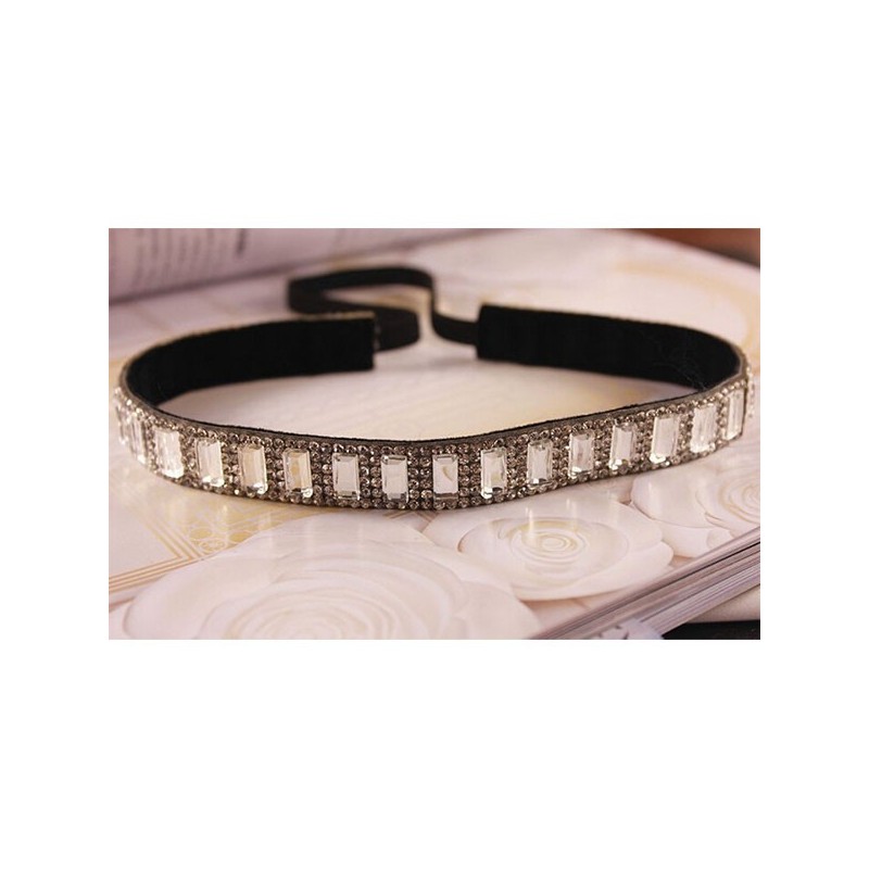 Headpiece - Black headband with rhinestones