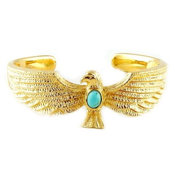 Gold eagle and turquoise bracelet artisan jewelry
