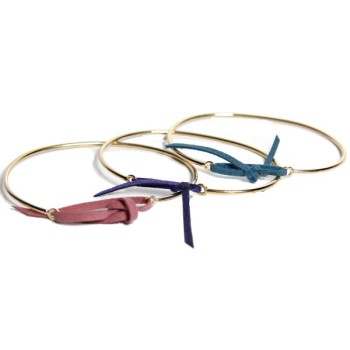 Jonc Or et Lien nubuck Noir