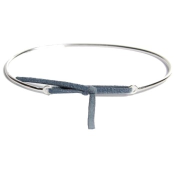 Jonc Argent lien nubuck Gris foncé