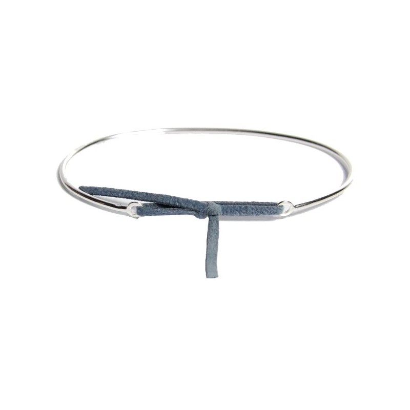 Jonc Argent lien nubuck Gris foncé