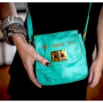 Besace cuir vert pâle