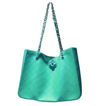 Cabas matelassé turquoise