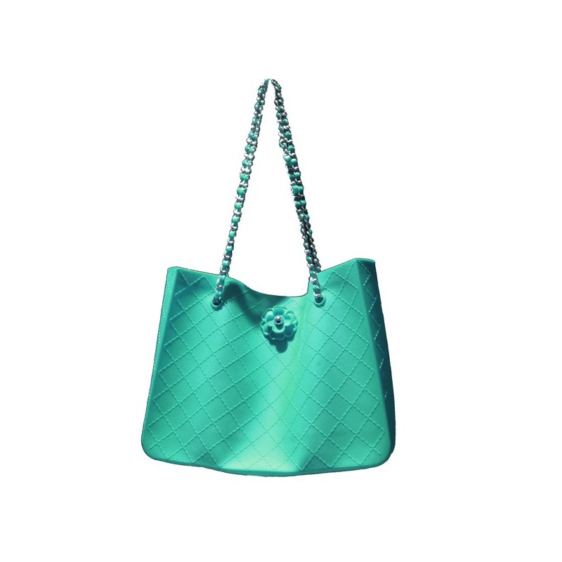 Cabas matelassé en silicone turquoise