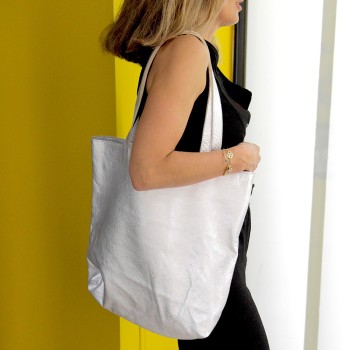 Cabas cuir Beige porté-épaule