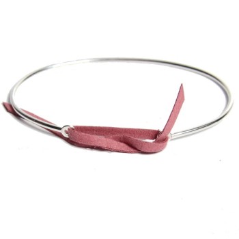 Jonc Argent et lien nubuck...