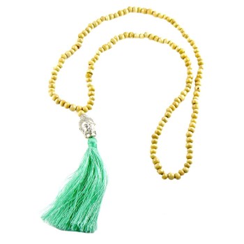 Collier Bouddha Argent Perles Beige - Coloris au choix