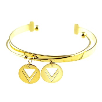 Jonc or - médaille triangle 