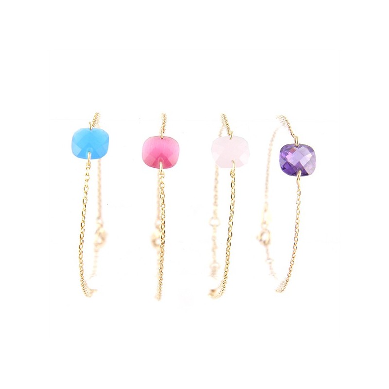 Bracelet chaîne dorée or avec quartz