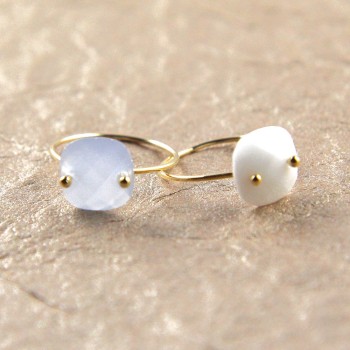 Bague Or et Quartz Blanc