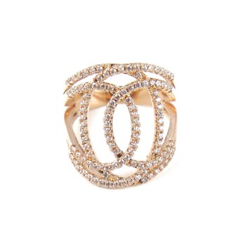 Rose gold-plated and rhinestone ring