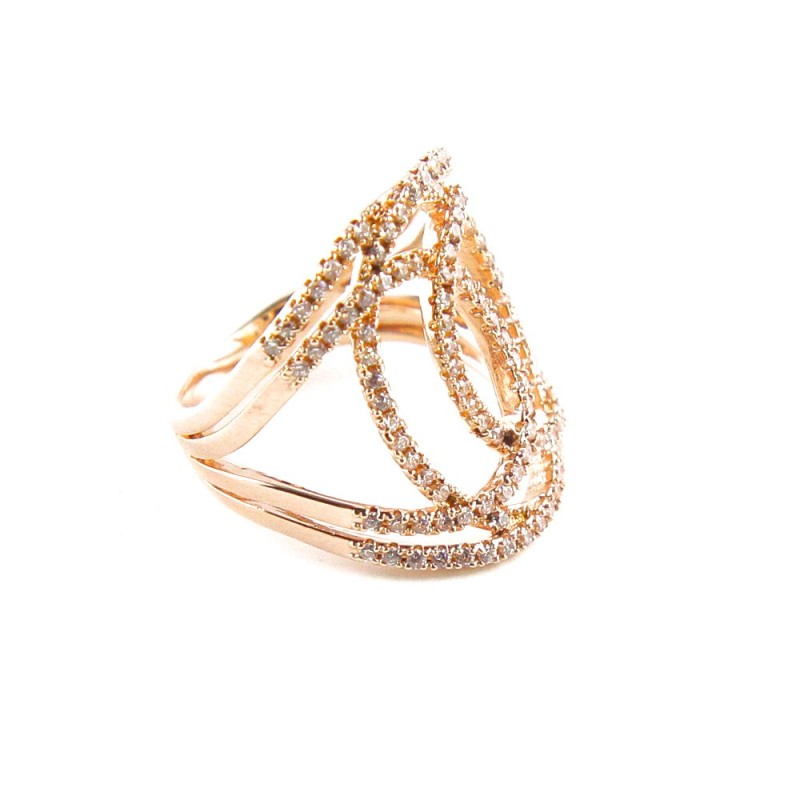 Rose gold-plated and rhinestone ring