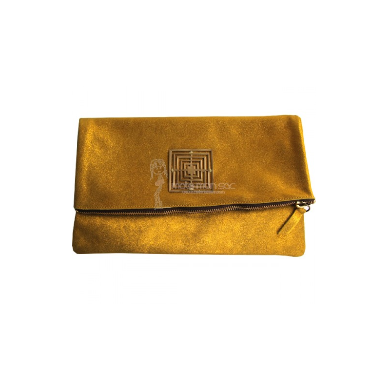 Pochette cuir cristal jaune de la marque Sous les Pavés Paris