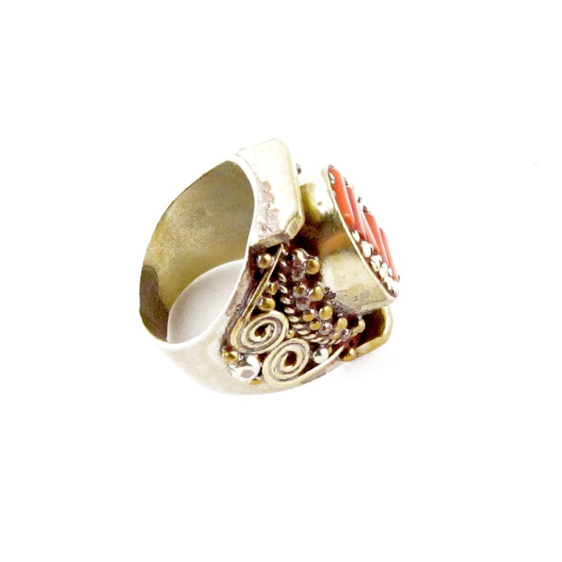 bague ethnique chic corail