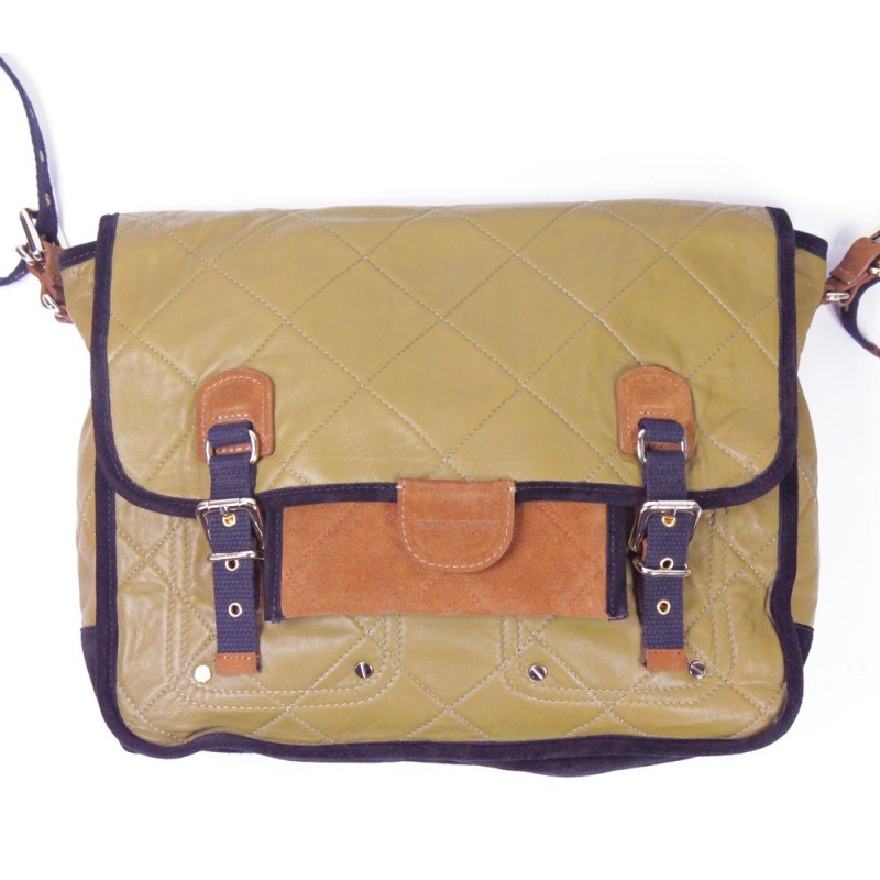 Sonia Rykiel - Besace en cuir matelassé beige occasion