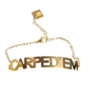 Bracelet Carpe Diem doré articulé – bijou inspirant “carpe diem” sur Matemonsac.com