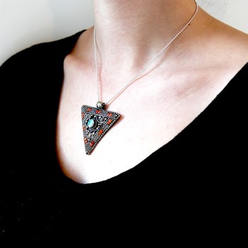 Pendentif Cornaline et Turquoise