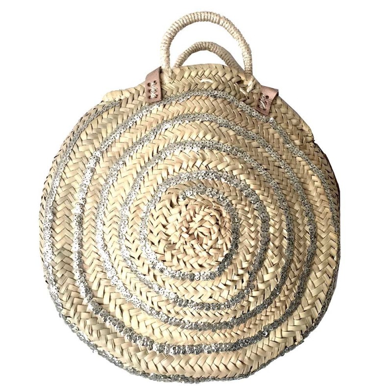 Round straw basket sequins