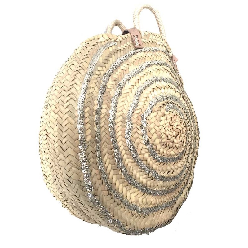 Round straw basket sequins