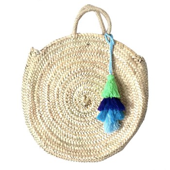 panier rond plage pompon multicolore