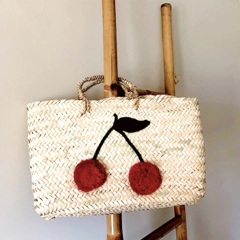 petit panier cerises enfant paille