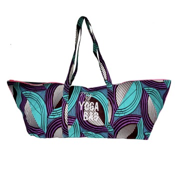 Sac Tapis de Yoga coton Wax imprimé violet format berlingot