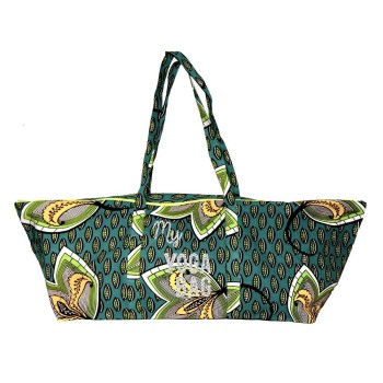 Sac pour tapis de yoga en coton wax vert et jaune