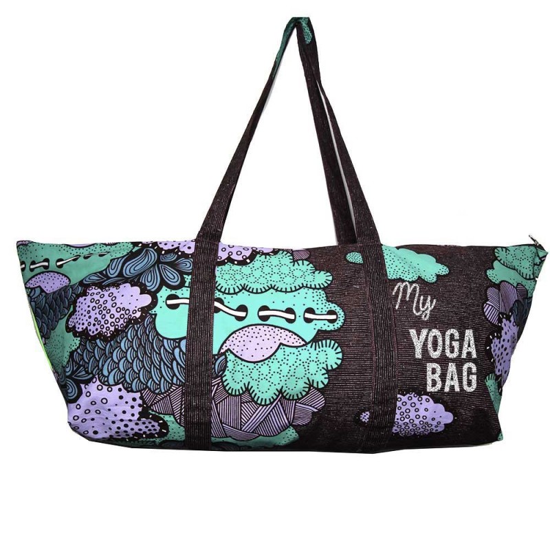 details Brown printed wax cotton yoga mat bag