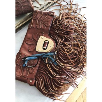 Camel leather fringe detail Alexander McQueen