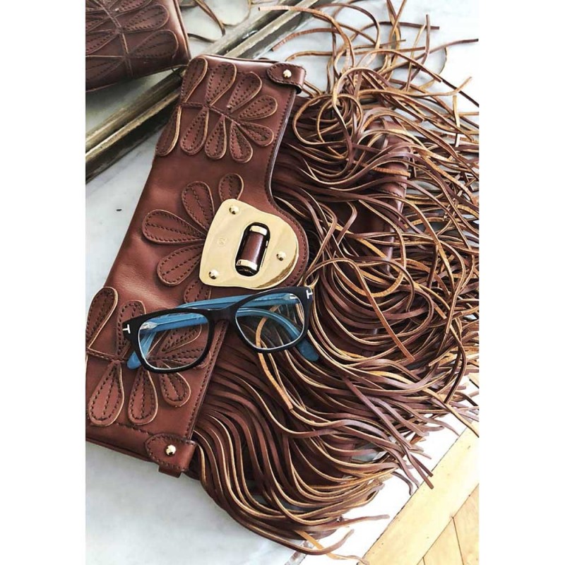 Camel leather fringe detail Alexander McQueen