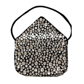 Sonia Rykiel black satin rhinestone vintage bag