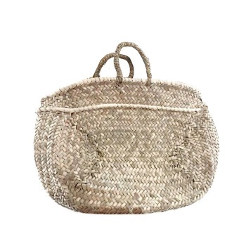 natural doum straw rectangular braided basket