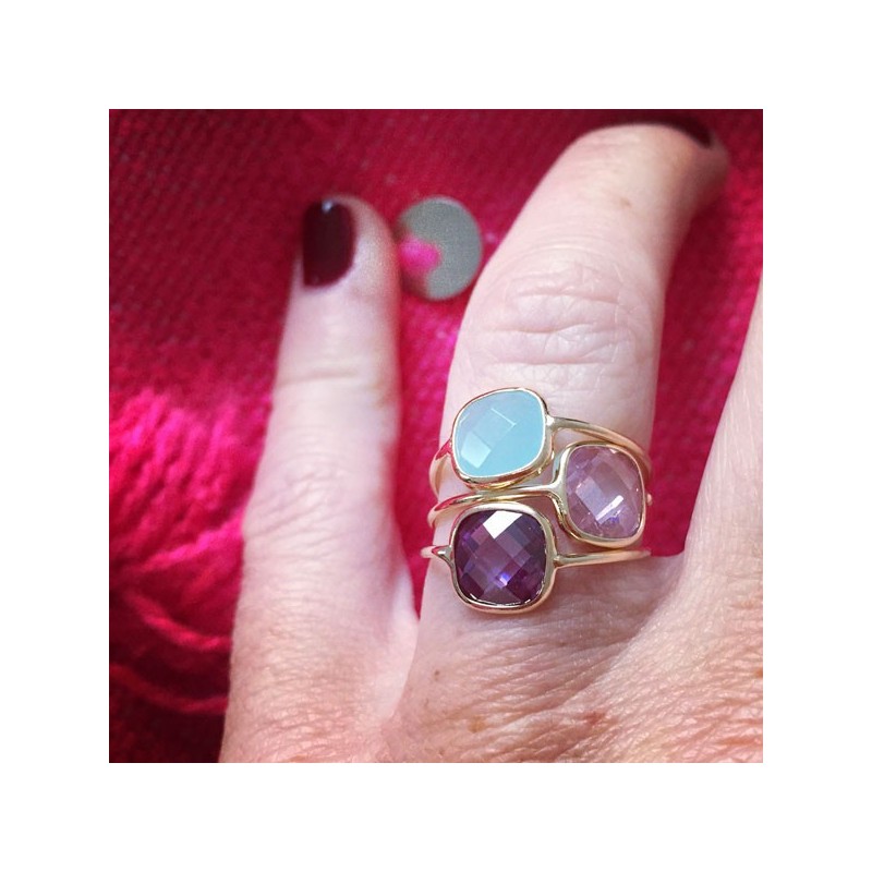 bague quartz coloris bleu ciel bijou fantaisie