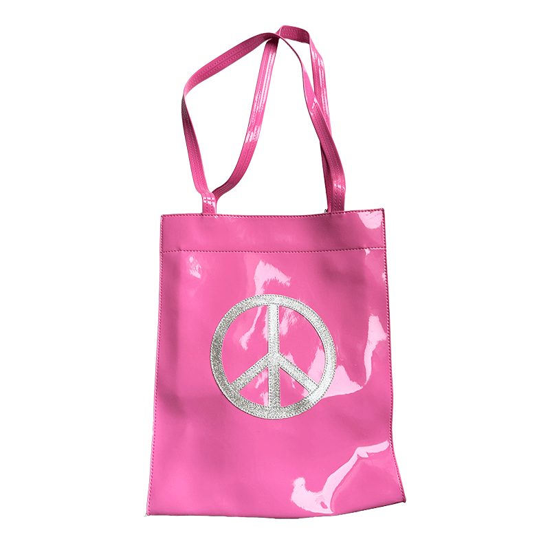 Anne-Charlotte Goutal - Cabas Peace and love vinyle rose et argent