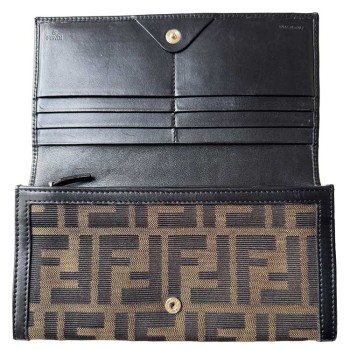 fendi Portefeuille seconde main toile et cuir ouvert