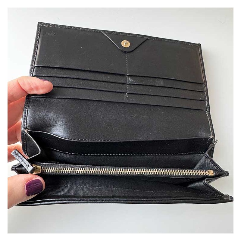 fendi Portefeuille seconde main toile et cuir
