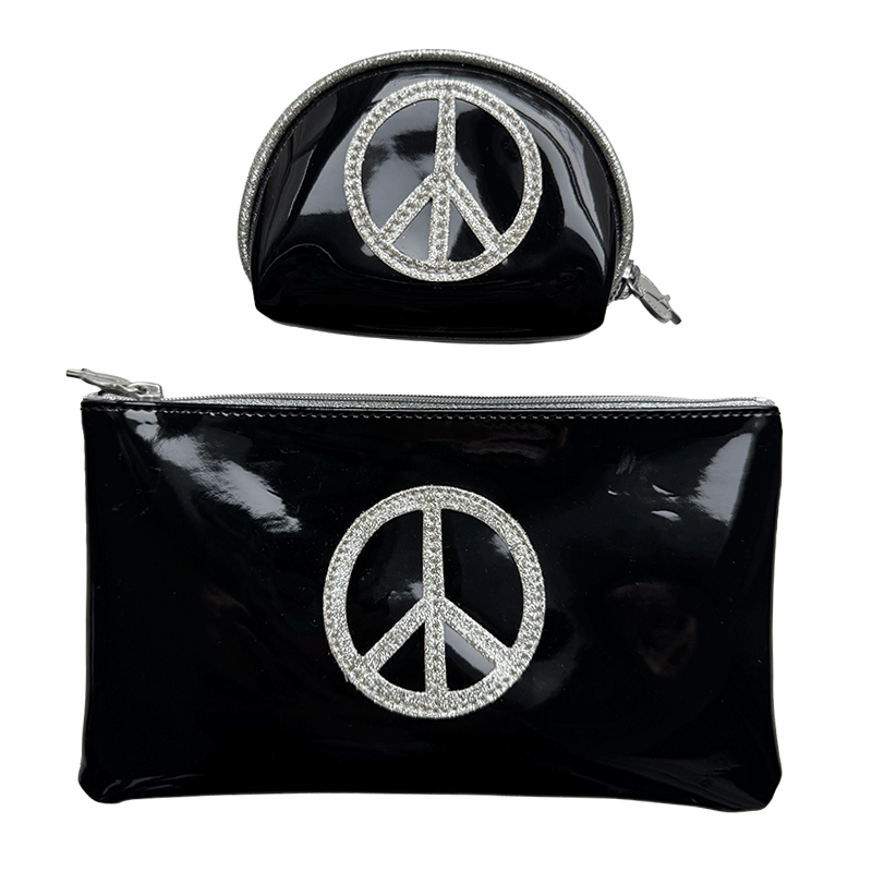 Anne-Charlotte Goutal - Trousse plate Peace and love vinyl noir et argent