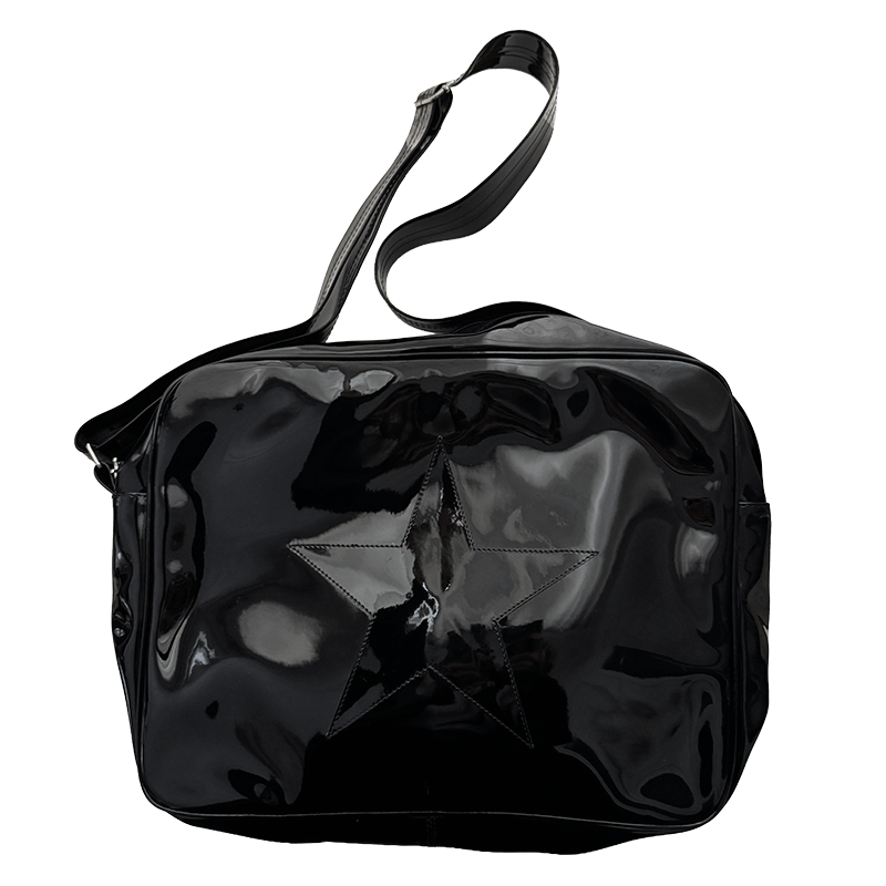 Anne-Charlotte Goutal Paris star-patterned shoulder bag in black vinyl