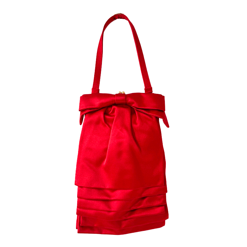 Valentino - Mini sac en satin rouge vintage à volants