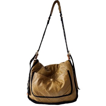 Sonia Rykiel - Besace en cuir matelassé beige vintage