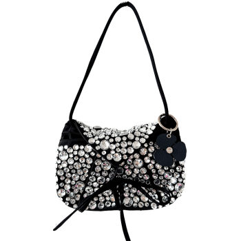 Vintage Sonia Rykiel black satin rhinestone bag