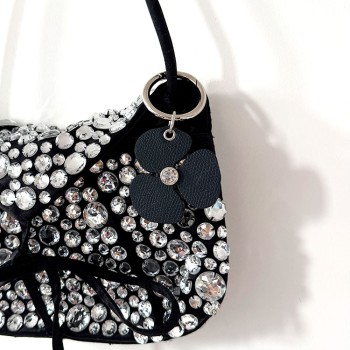 Small Sonia Rykiel black evening bag with rhinestones