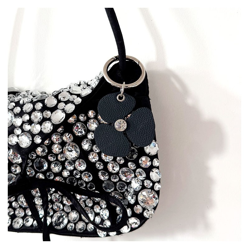 Small Sonia Rykiel black evening bag with rhinestones