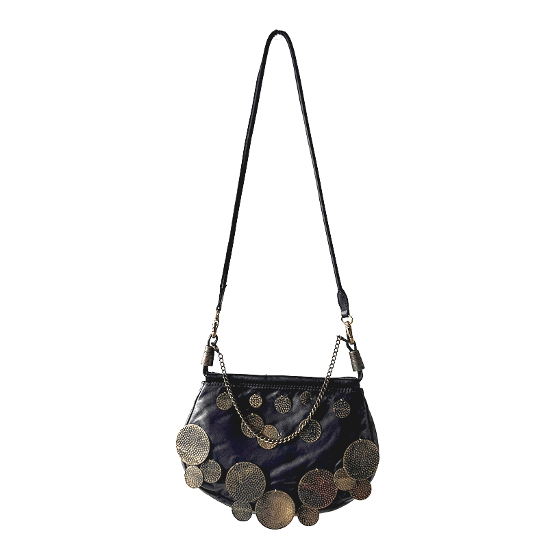 Sonia Rykiel - Mini Sac vintage en agneau brun et sequins bronze