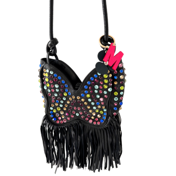 Sonia Rykiel Sac strass vintage en cuir noir et strass